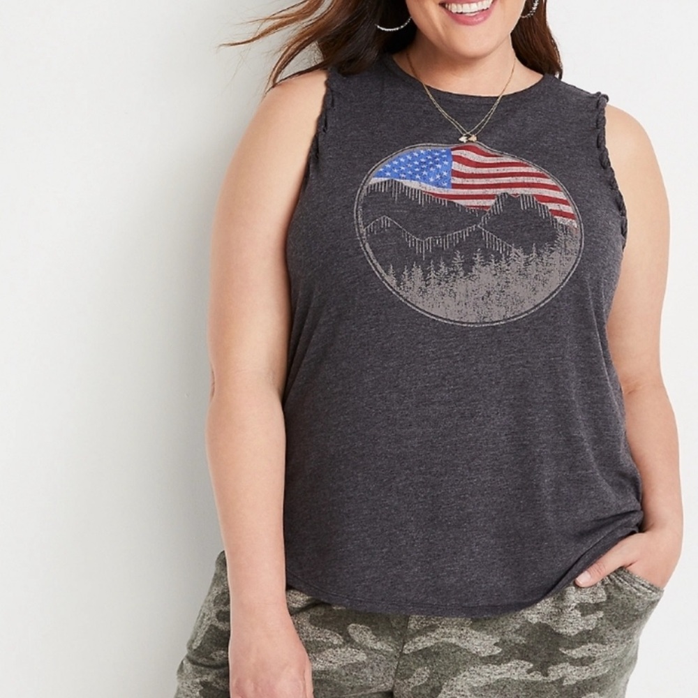 Maurices Flag Mountain Graphic Tank Top